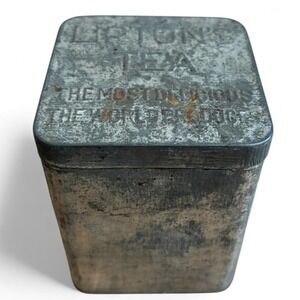 Vintage Lipton Tea Tin Planter Ceylon Advertising Collectible Metal Container